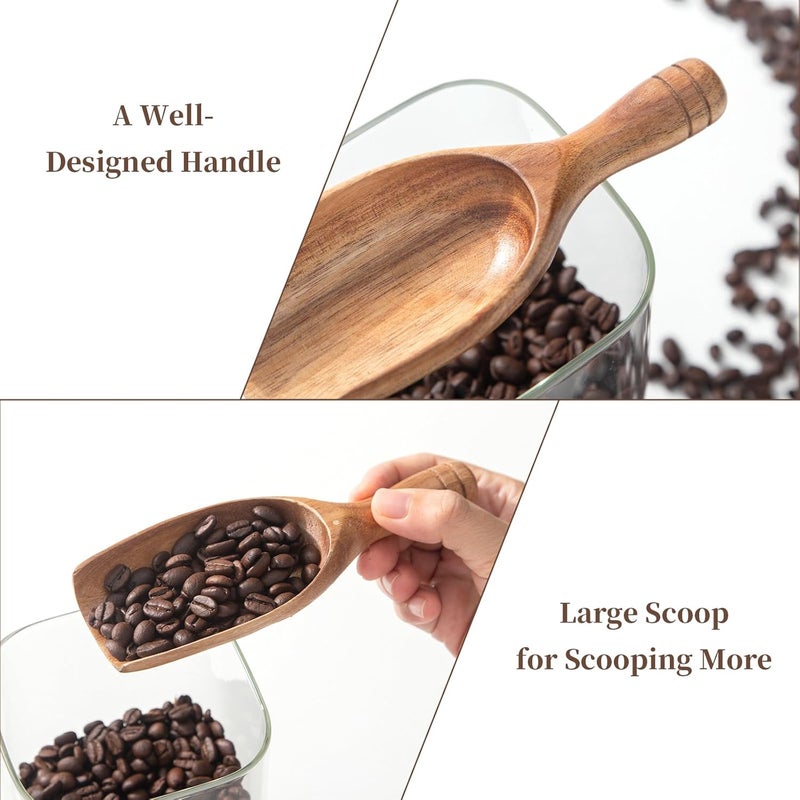 Lebami Big Wooden Coffee Scoop, 2pcs Large Coffee Scoops for Ground Coffee Beans, Acacia Wood Shovel Spoons Multipurpose for Jars Canisters,Kitchen Scooping Tool Salts Spice Pepper Powder Tea Shovels - Image 5